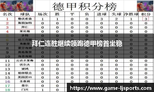 拜仁连胜继续领跑德甲榜首坐稳